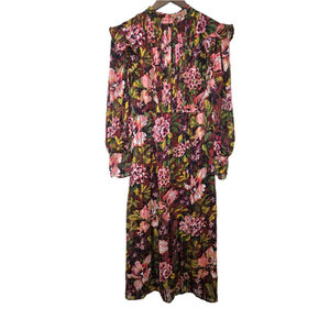 Women's Topshop Floral Dress Size 4 Brown Pink cottagecore rustic Tradwife